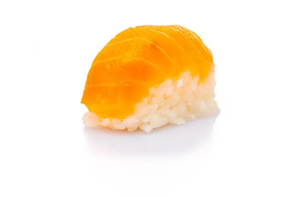 Nigiri Sushi Med Lax Fisk Vit Isolerad — Stockfoto