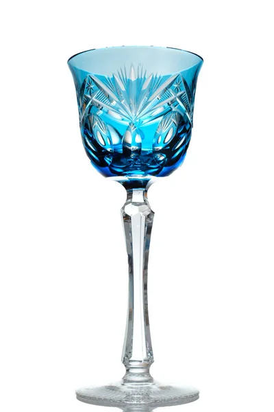 Bicchiere Vino Cristallo Acquamarina Bianco Retroilluminato — Foto Stock