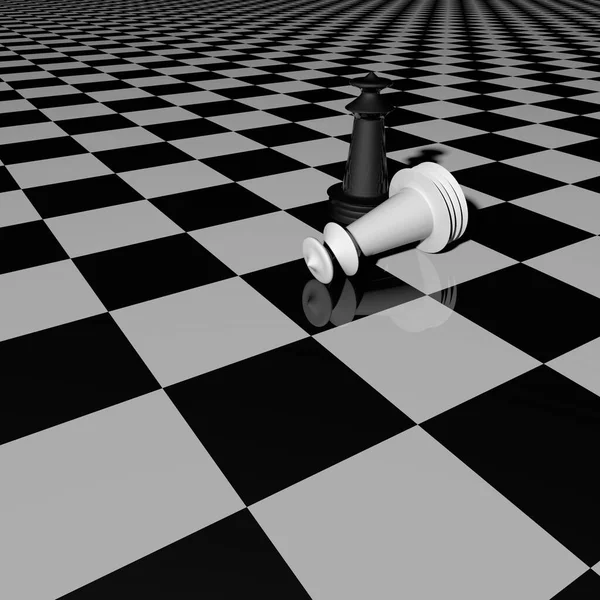 Чорно Білі Фігури Шахівниці — стокове фото