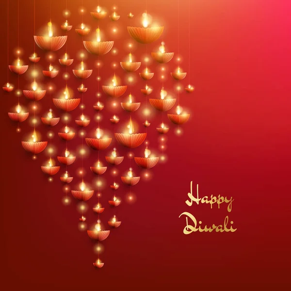 Bon Modèle Carte Diwali Fête Indienne Des Lumières Fichier Vectoriel — Photo