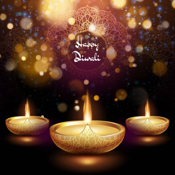 Glad Diwali Illustration Brinnande Diya Semesterbakgrund Eps Vektorfil Ingår — Stockfoto