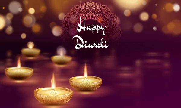 Happy Diwali Diya Oil Lamp Template Indian Deepavali Hindu Festival — Stock Photo, Image