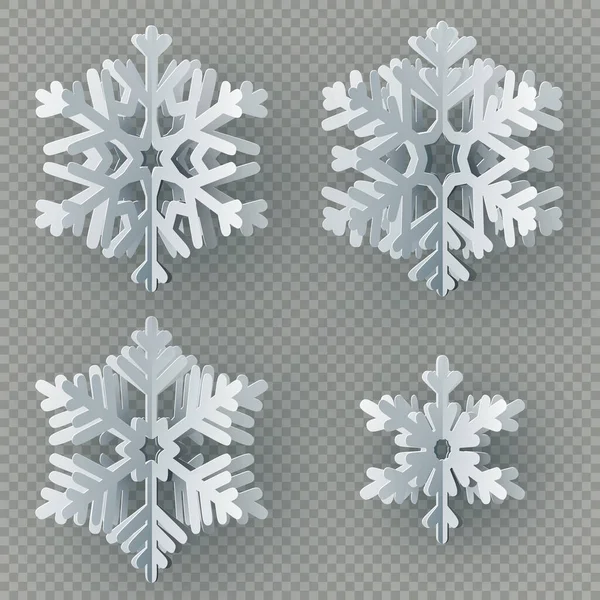 Set Nine Different Paper Snowflake Cut Paper Isolated Transparent Background — Stock Photo, Image