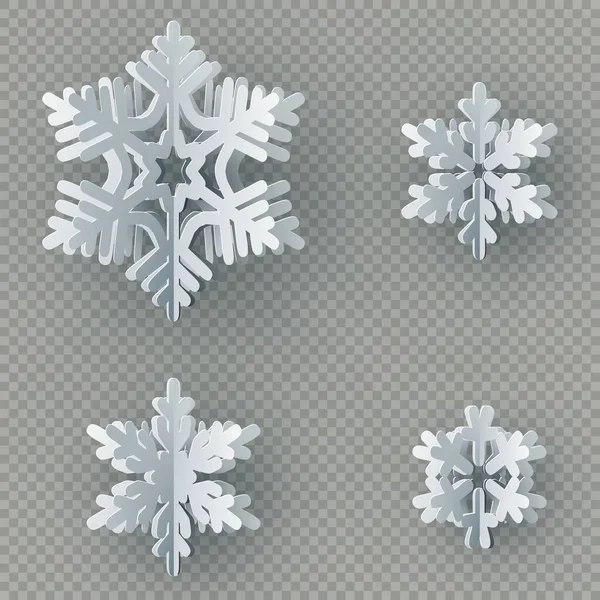 Set Nine Different Paper Snowflake Cut Paper Isolated Transparent Background — Stock Photo, Image