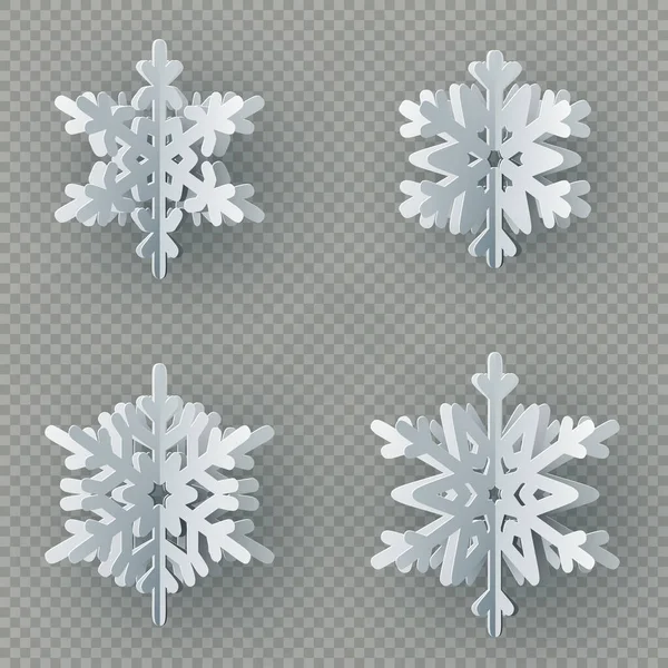 つの異なる用紙スノーフレークのセットは 透明な背景に分離された紙からカット メリー クリスマス 新年冬テーマの装飾オブジェクト Eps ベクトル ファイル — ストック写真