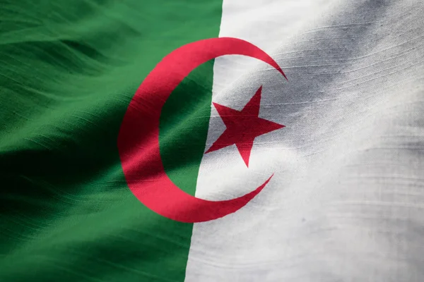 Bandiera Increspata Dell Algeria Che Soffia Nel Vento — Foto Stock