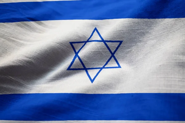 Closeup Bandeira Israel Bandeira Israel Babados Soprando Vento — Fotografia de Stock