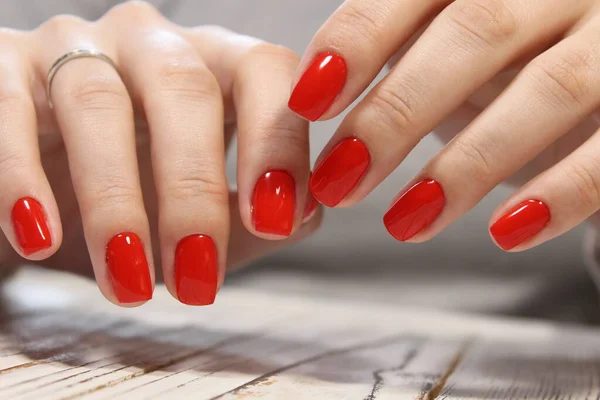 Beautiful Female Hands Manicure Background Nail Polish — Stock Photo, Image