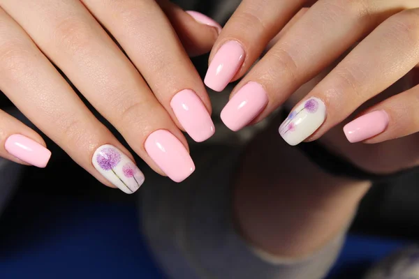 Beautiful Manicure Bright Pattern Background Female Hands — Stock Photo, Image