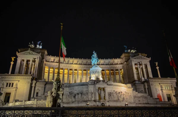 Nachtansicht Des Denkmals Für Viktor Emmanuel Rom Italien Vittoriano Auch — Stockfoto