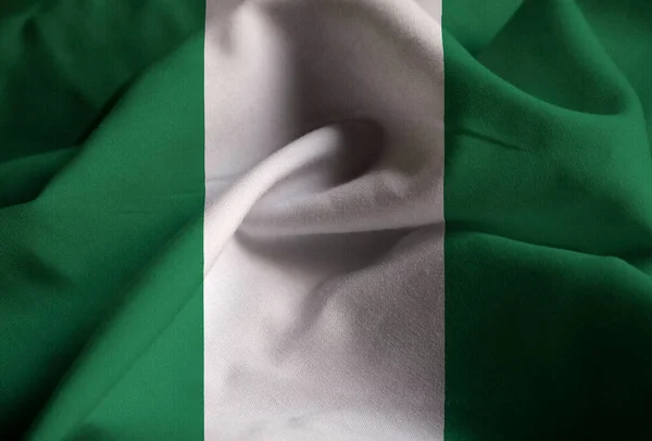 Zbliżenie Flagi Flaga Nigerii Nigeria Potargane Wiejący Wiatr — Zdjęcie stockowe
