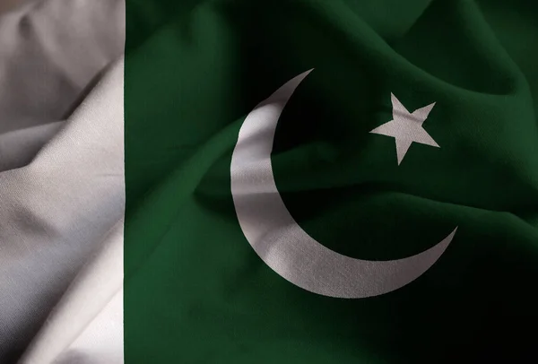 Closeup Ruffled Pakistan Bandeira Bandeira Paquistão Sopro Vento — Fotografia de Stock