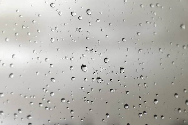 Gotas Lluvia Sobre Vidrio Cerca — Foto de Stock