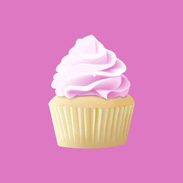 Delicioso Cupcake Diseño Alimentos Postre Cumpleaños Con Manteca Rosa Rosa — Foto de Stock