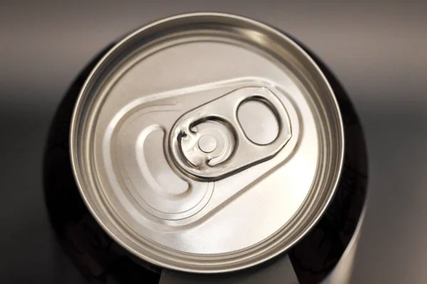 Tapa Una Lata Bebidas Aluminio Desde Arriba — Foto de Stock