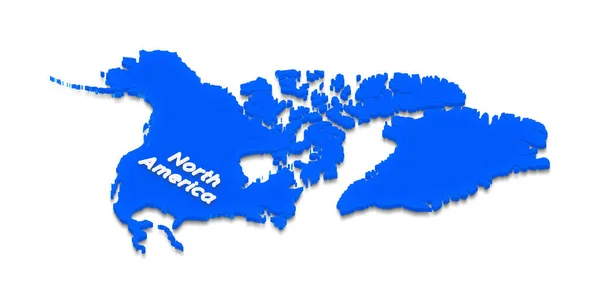 孤立した背景に北米の青い地図のイラスト 大陸という名前の左の3Dアイソメトリックプロジェクション — ストック写真