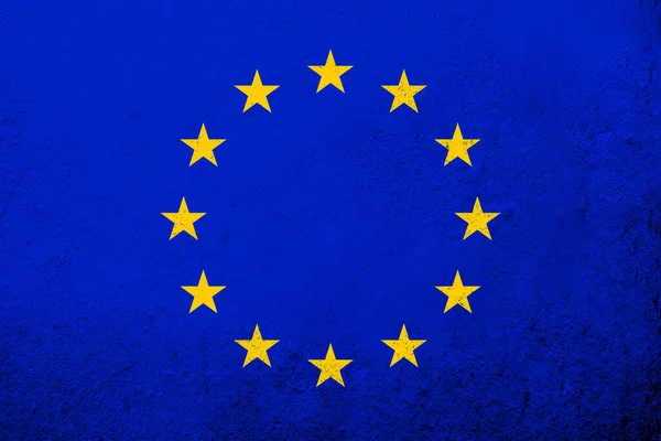 Σημαία Της Ευρωπαϊκής Ένωσης Κύκλος Των Αστεριών Υπόβαθρο Grunge — Φωτογραφία Αρχείου