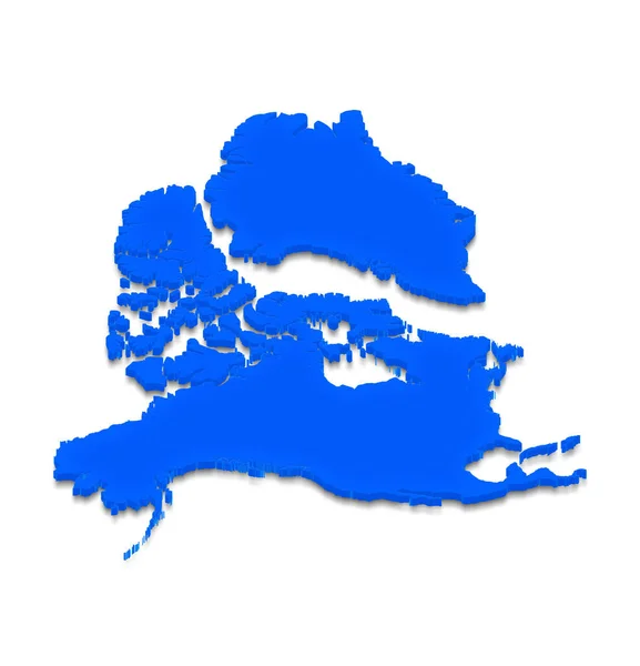 Ilustração Mapa Terrestre Azul América Norte Sobre Fundo Isolado Projeção — Fotografia de Stock