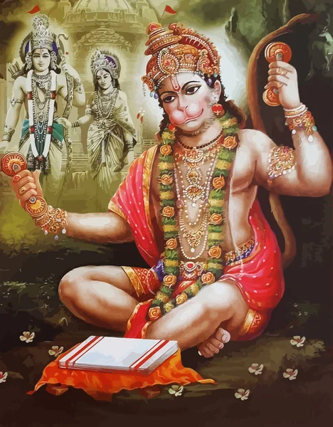 God Monkey Hanuman Indian Holy Faith Asia Illustration — стоковое фото