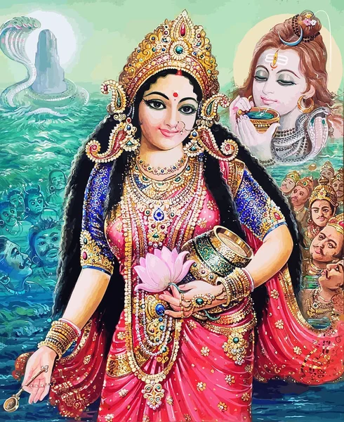 Heilige Hindoe God Saraswati Spirituele Illustratie Azië Bloem — Stockfoto