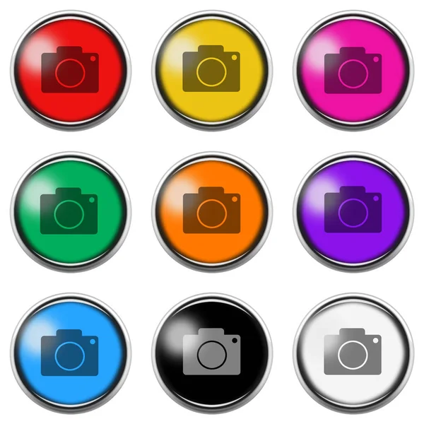 Camera Button Icon Set Isolated White Clipping Path — Stock Photo, Image