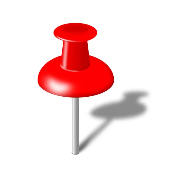 Een Rode Pushpin Illustratie Geïsoleerd Wit Met Schaduw — Stockfoto