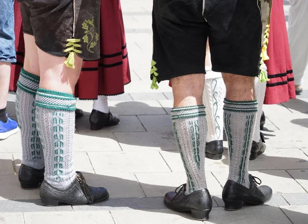 Bavorské Šaty Dirndl Lederhose Tradiční Tanec — Stock fotografie