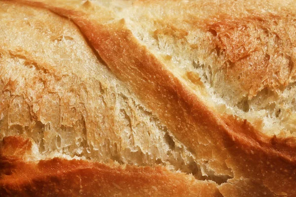 Textura Baguette Fresca Crust Bread Food Background Macro Closeup — Fotografia de Stock