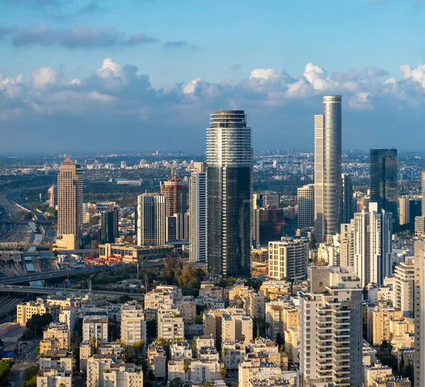 Ramat Gan Und Tel Avivs Skyline Bei Sonnenuntergang Neuer Wolkenkratzer — Stockfoto