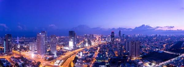 Luftaufnahme Der Skyline Von Tel Aviv Bei Dämmerung Tel Aviv — Stockfoto