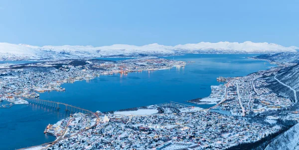 Панорамный Вид Тромсо Норвегия Тромсо Зимой Рождество Тромсо Норвегия — стоковое фото