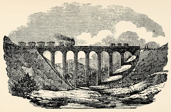 Unul Dintre Viaductele Feroviare Din 1852 Publicarea Cărții Secol Text — Fotografie, imagine de stoc