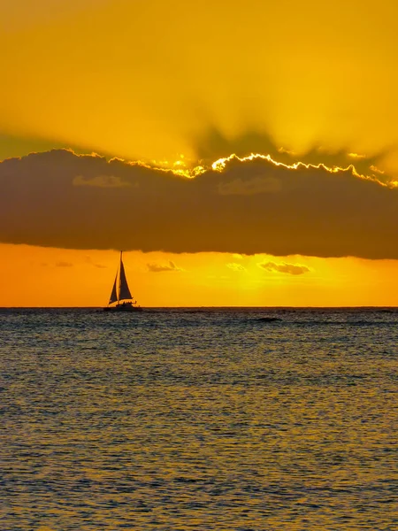 Pôr Sol Oceano Índico Grand Baie Ilha Maurícia — Fotografia de Stock