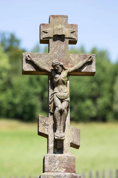Starý Kříž Pozadí Hřbitova — Stock fotografie