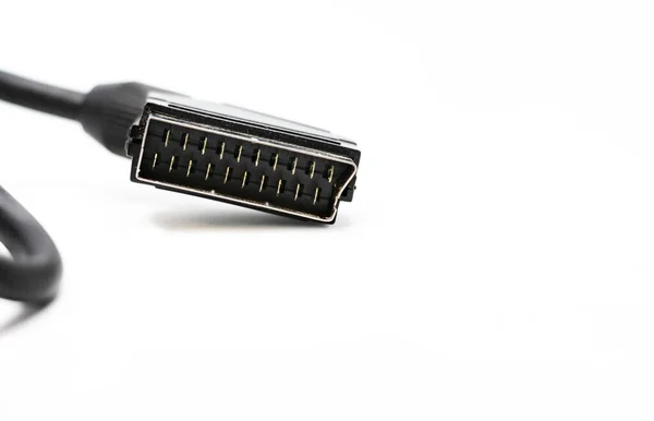 Close View Male Scart Connector Cable Pin Connecting Audio Visual — Stock fotografie