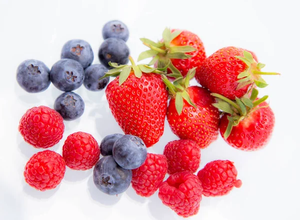 Fresh Berries Raspberries White Background — Stock Photo, Image