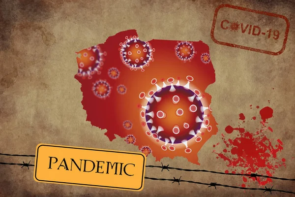 Illustration Coronavirus Karta Polen Pandemi Epidemi — Stockfoto