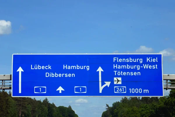 Autobahnabfahrten Hamburg Kiel Flensburg — Stockfoto