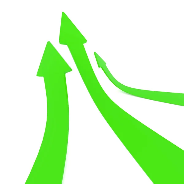 Groene Pijl Met Pijlen Geïsoleerd Witte Achtergrond — Stockfoto