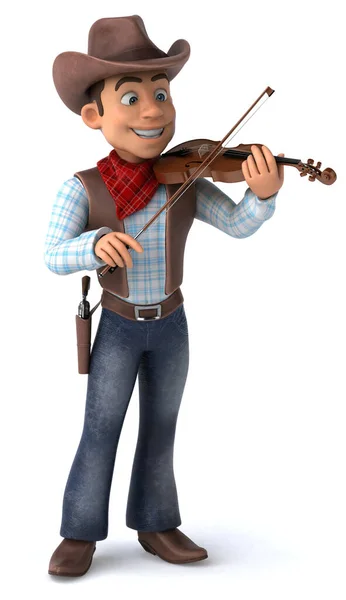 Divertido Personagem Desenho Animado Com Cowboy Ilustração — Fotografia de Stock