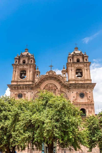 Куско Перу Панорамний Вид Головної Площі Кафедральну Церкву Південна Америка — стокове фото