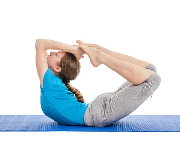 Yoga Jovem Bela Mulher Esbelta Instrutor Ioga Fazendo Pose Arco — Fotografia de Stock