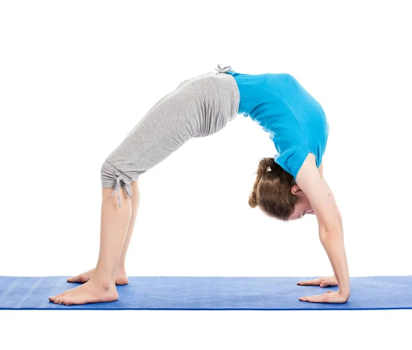 Yoga Yukarı Bow Poose Yoga Yoga Urdhva Dhanurasana Beyaz Zemin — Stok fotoğraf