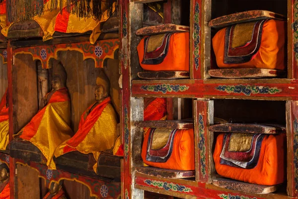 Fogli Vecchi Manoscritti Nella Biblioteca Thiksey Gompa Monastero Buddista Tibetano — Foto Stock