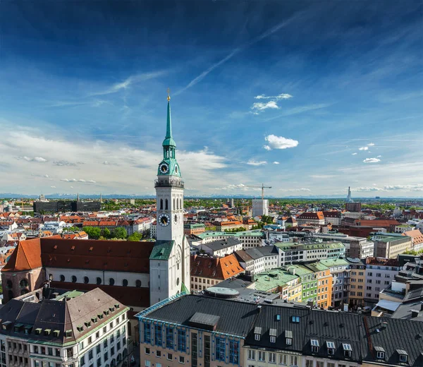 Luftaufnahme Von München Und Der Kirche Peter Marienplatz Und Altes — Stockfoto