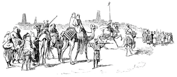 Генрих Барт Приближается Томбукту Сентября 1853 Года Иллюстрация Xix Века — стоковое фото