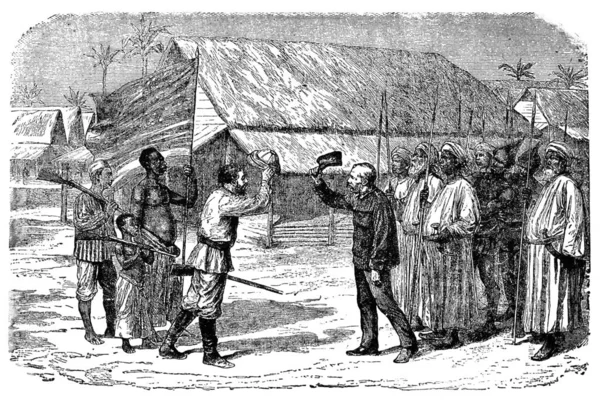 Henry Stanley 1871 November Talált David Livingstone Ujijin Tanganyika Közelében — Stock Fotó