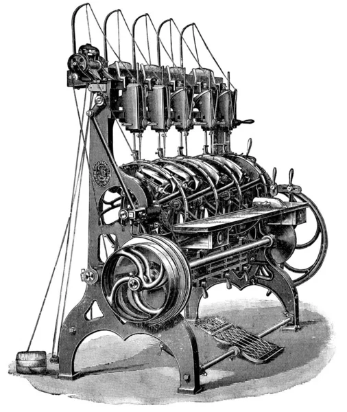 Singer Dan Jacquard Machine Yüzyılın Tasviri Beyaz Arkaplan — Stok fotoğraf