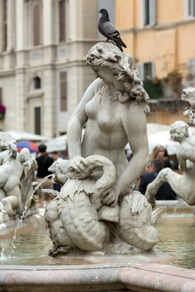 广场纳沃纳广场喷泉的 Neptun 由贾科莫 德拉门 1574 Antonio Bitta 意大利 — 图库照片
