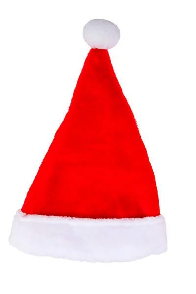 Santa Claus Cap Red White Isolated — Stock Photo, Image